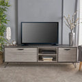 Meuble TV gris 71,1 cm avec armoire dépliante, armoire normale et 2 étagères pour téléviseurs jusqu'à 79 po