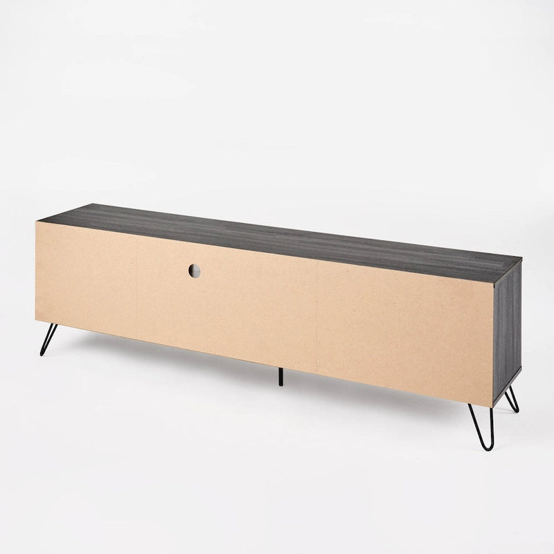 Meuble TV gris 71,1 cm avec armoire dépliante, armoire normale et 2 étagères pour téléviseurs jusqu'à 79 po