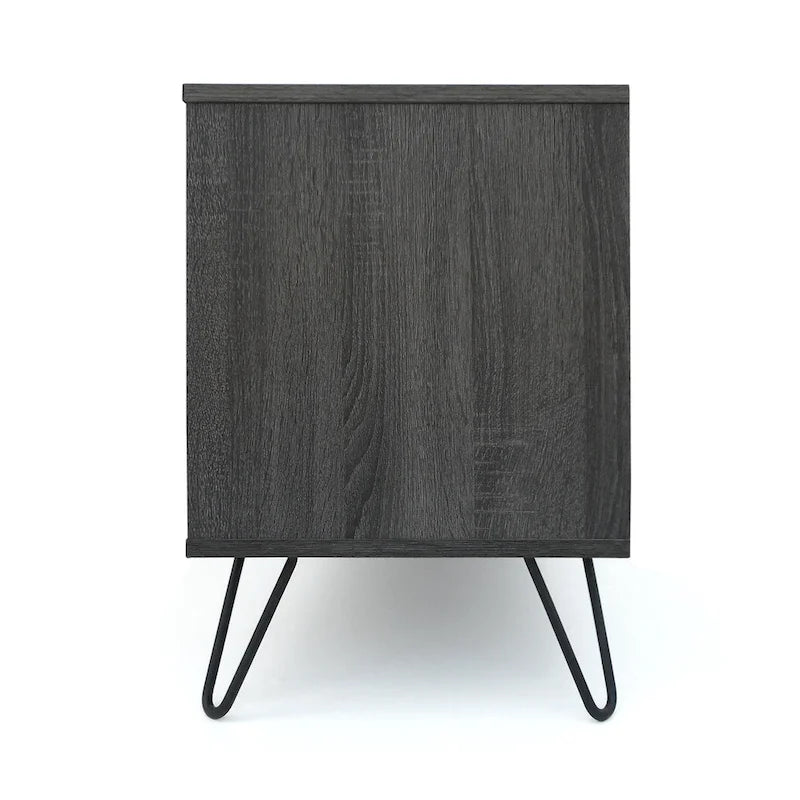 Meuble TV gris 71,1 cm avec armoire dépliante, armoire normale et 2 étagères pour téléviseurs jusqu'à 79 po