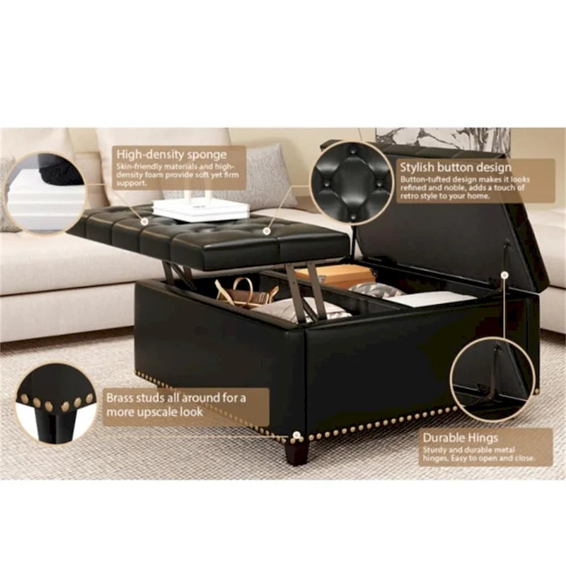 Table basse de rangement moderne avec portes de rangement pour salon