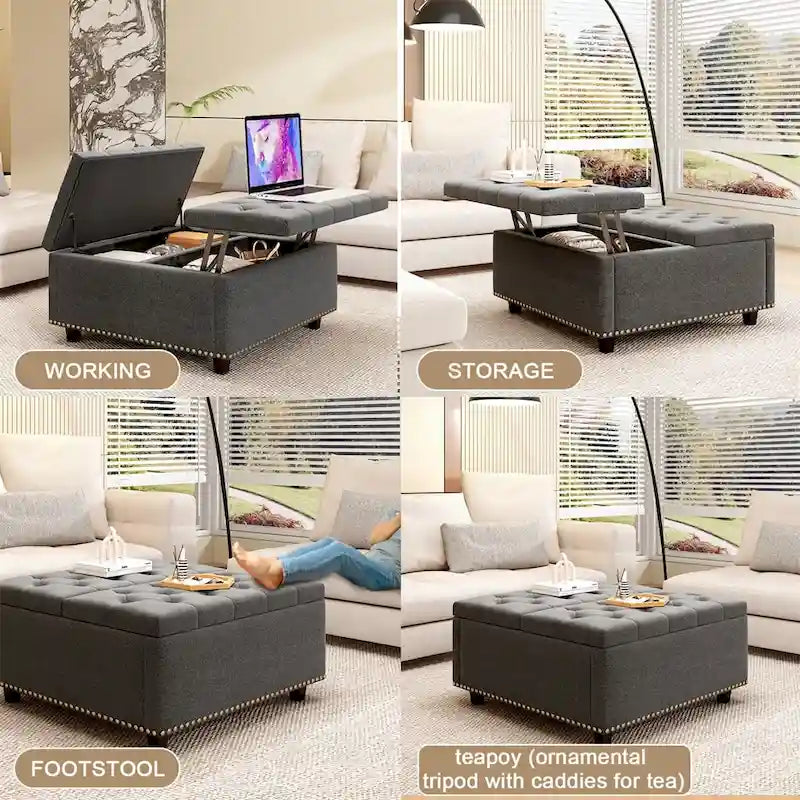 Table basse de rangement moderne avec portes de rangement pour salon