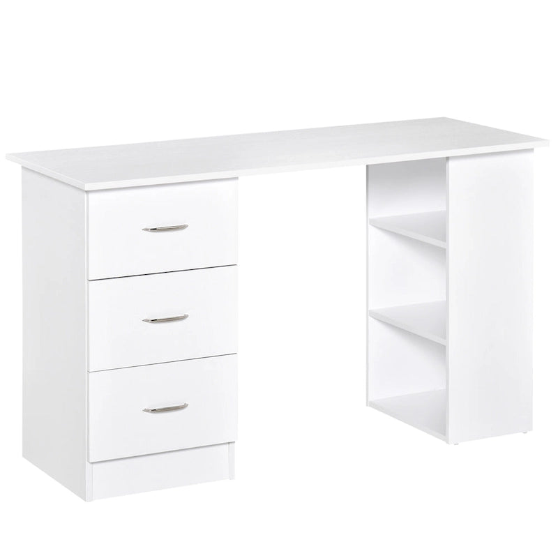 Bureau informatique moderne avec tiroirs et étagères de rangement réversibles pour bureau à domicile, dortoir ou appartement