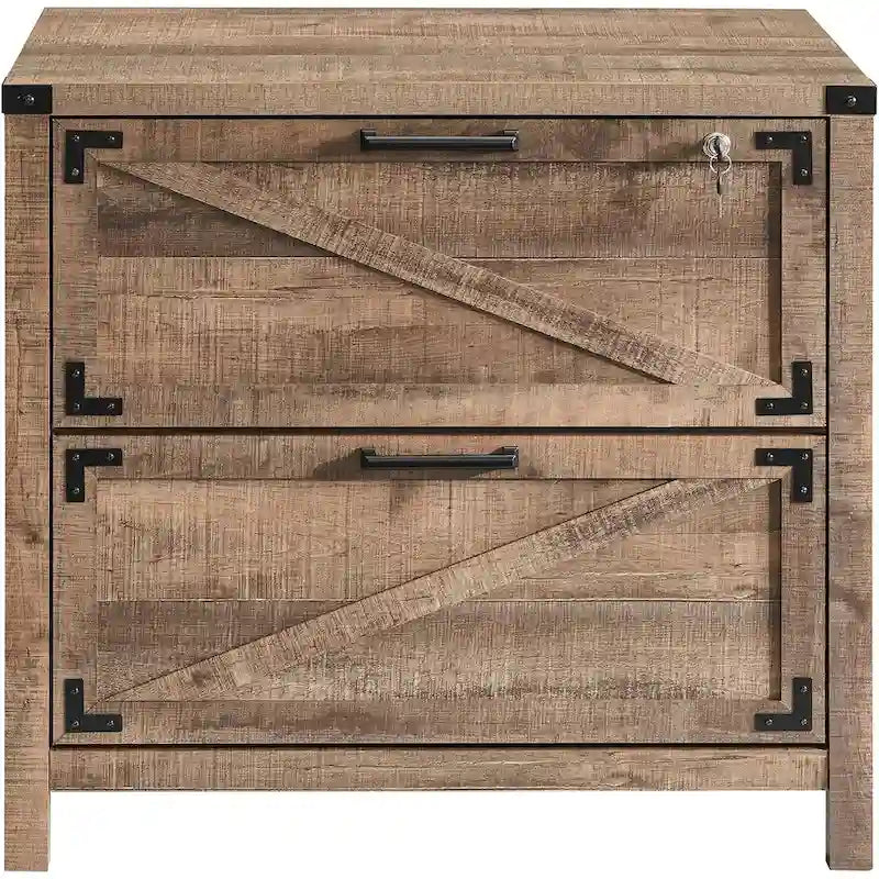 Meuble de classement 2 tiroirs style Ferme, Meuble de classement latéral avec serrure