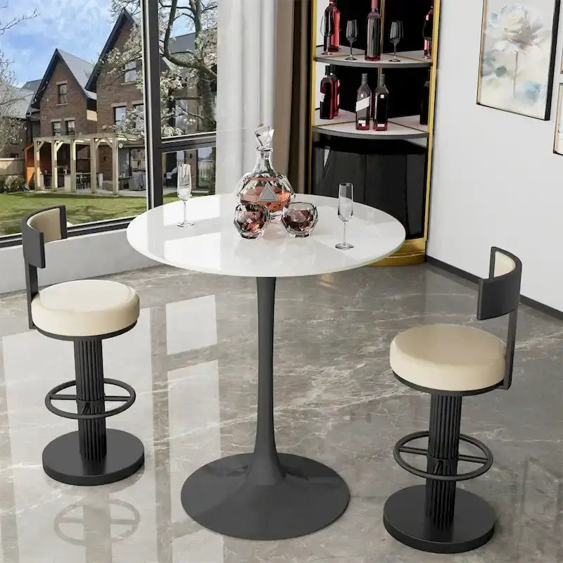 Table haute ronde de bar/café/bistrot/pub/cocktail/cuisine avec plateau en pierre frittée