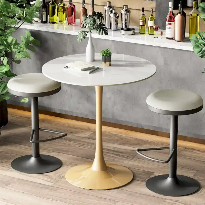 Table haute ronde de bar/café/bistrot/pub/cocktail/cuisine avec plateau en pierre frittée