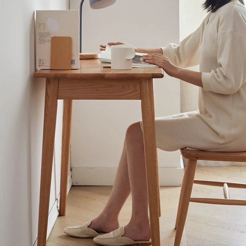 Solid Wood Study Computer Desk with Drawer for Primary Living Space