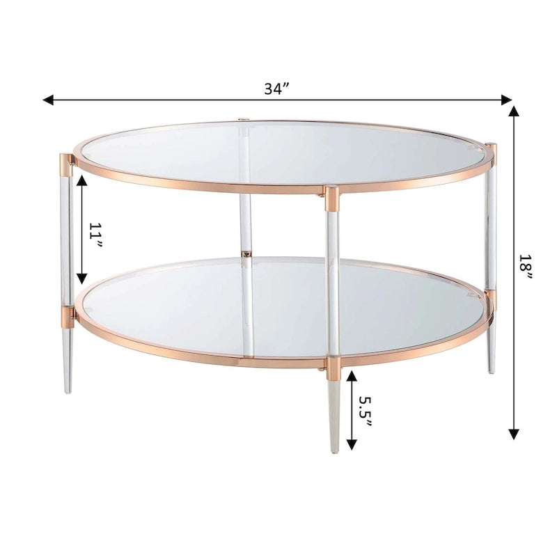 Table basse en verre acrylique à 2 niveaux