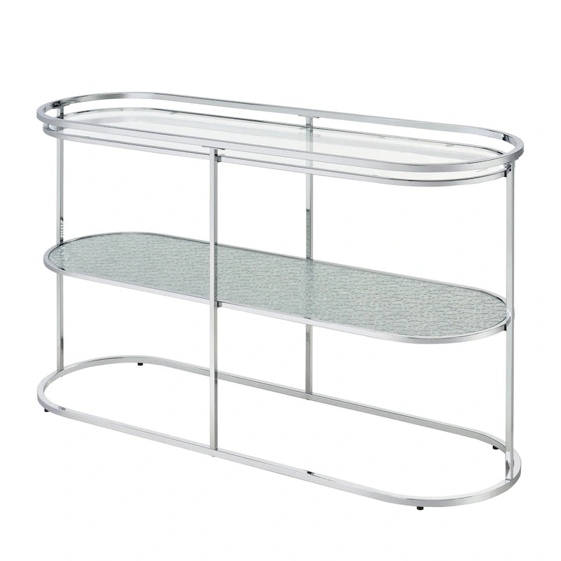 Table console de 48 pouces avec plateau en verre et 1 étagère