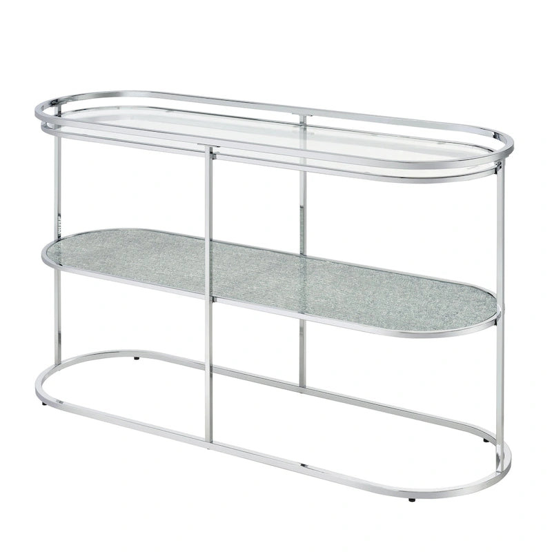 Table console de 48 pouces avec plateau en verre et 1 étagère