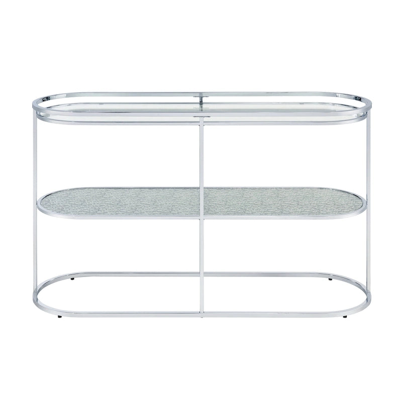 Table console de 48 pouces avec plateau en verre et 1 étagère