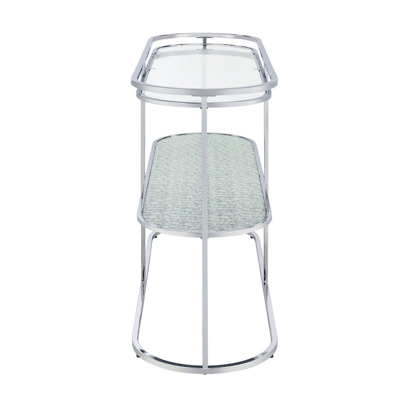 Table console de 48 pouces avec plateau en verre et 1 étagère