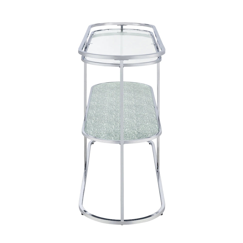Table console de 48 pouces avec plateau en verre et 1 étagère