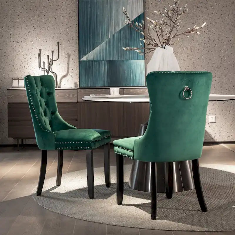 Lot de 2 chaises de salle à manger tapissées de velours