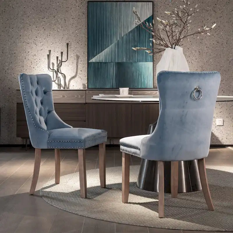 Lot de 2 chaises de salle à manger tapissées de velours