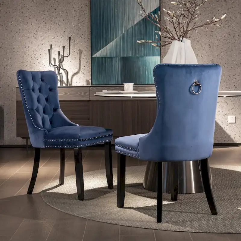 Lot de 2 chaises de salle à manger tapissées de velours