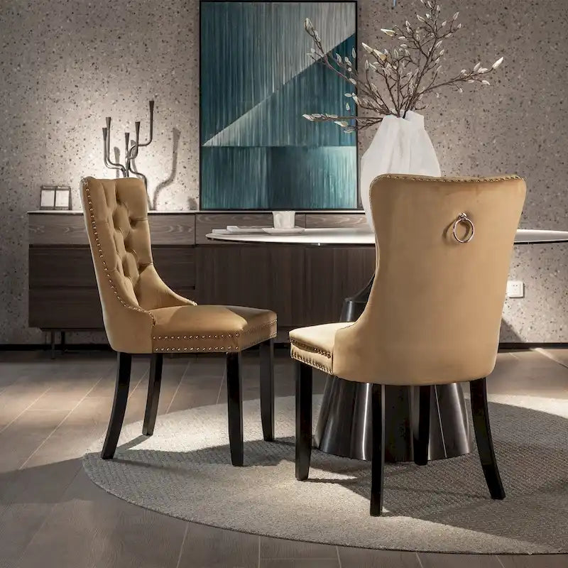 Lot de 2 chaises de salle à manger tapissées de velours