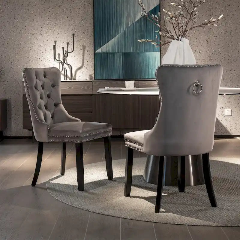 Lot de 2 chaises de salle à manger tapissées de velours