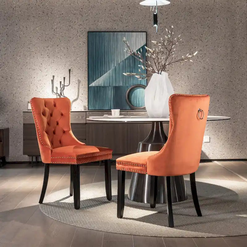 Lot de 2 chaises de salle à manger tapissées de velours