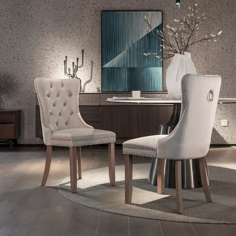 Lot de 2 chaises de salle à manger tapissées de velours
