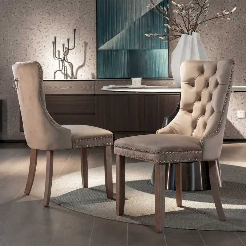 Lot de 2 chaises de salle à manger tapissées de velours
