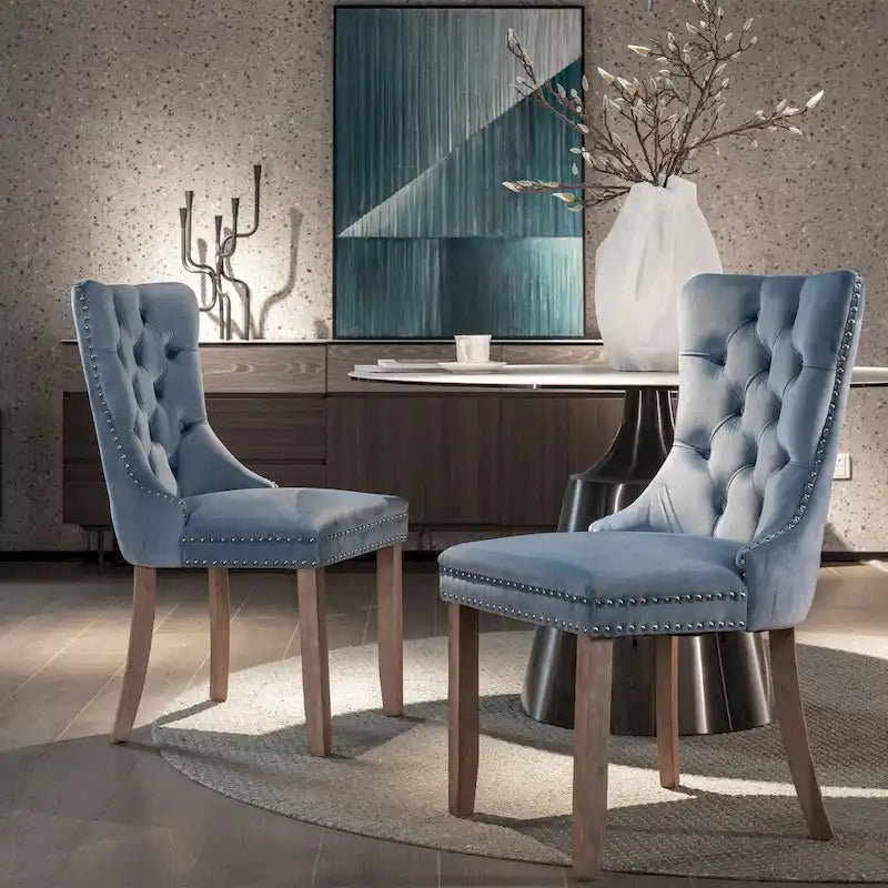 Lot de 2 chaises de salle à manger tapissées de velours
