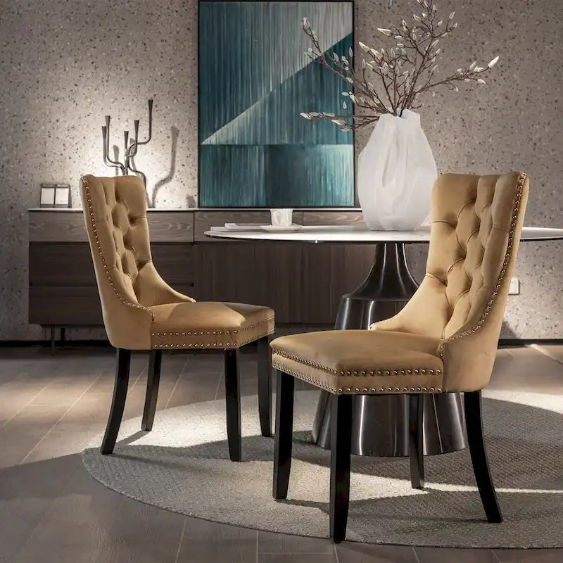 Lot de 2 chaises de salle à manger tapissées de velours