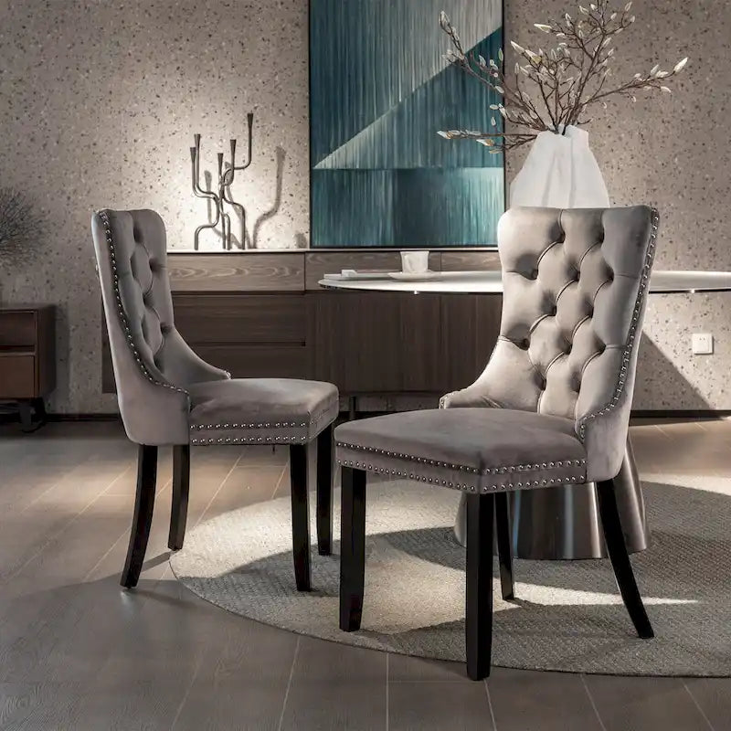 Lot de 2 chaises de salle à manger tapissées de velours