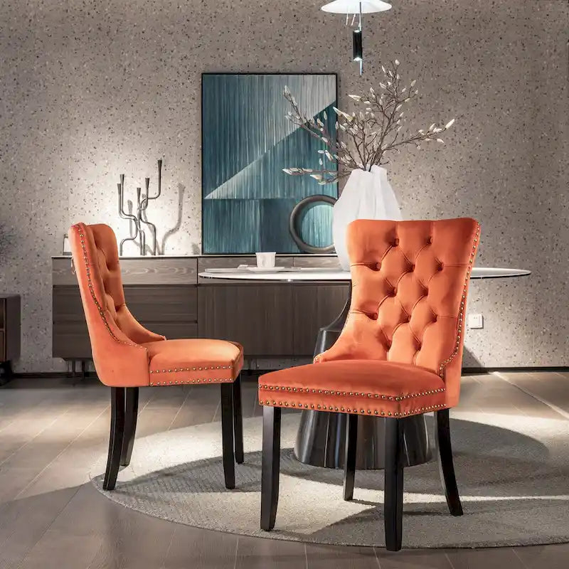 Lot de 2 chaises de salle à manger tapissées de velours