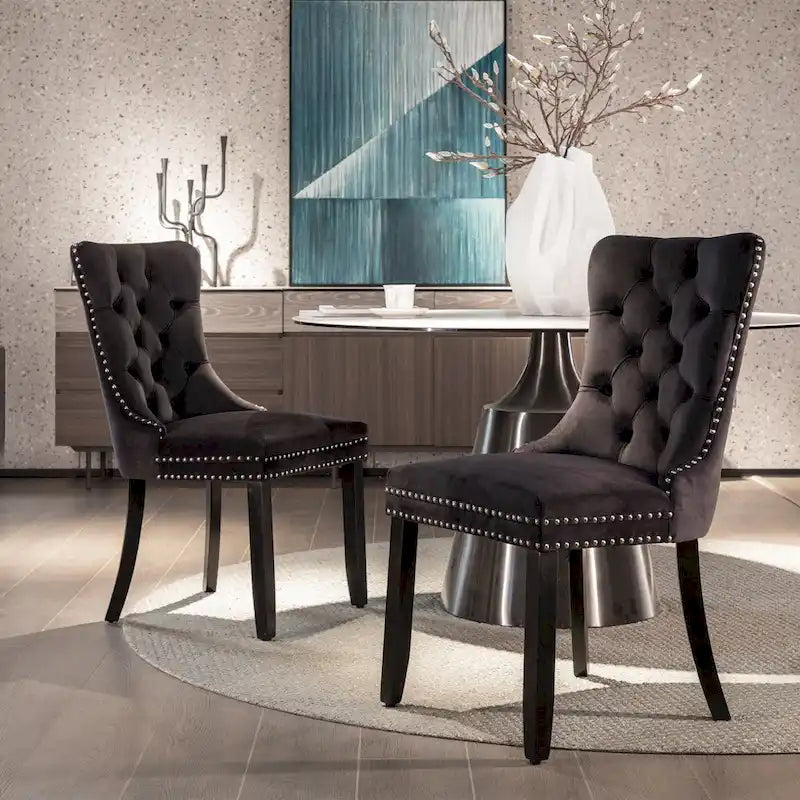 Lot de 2 chaises de salle à manger tapissées de velours