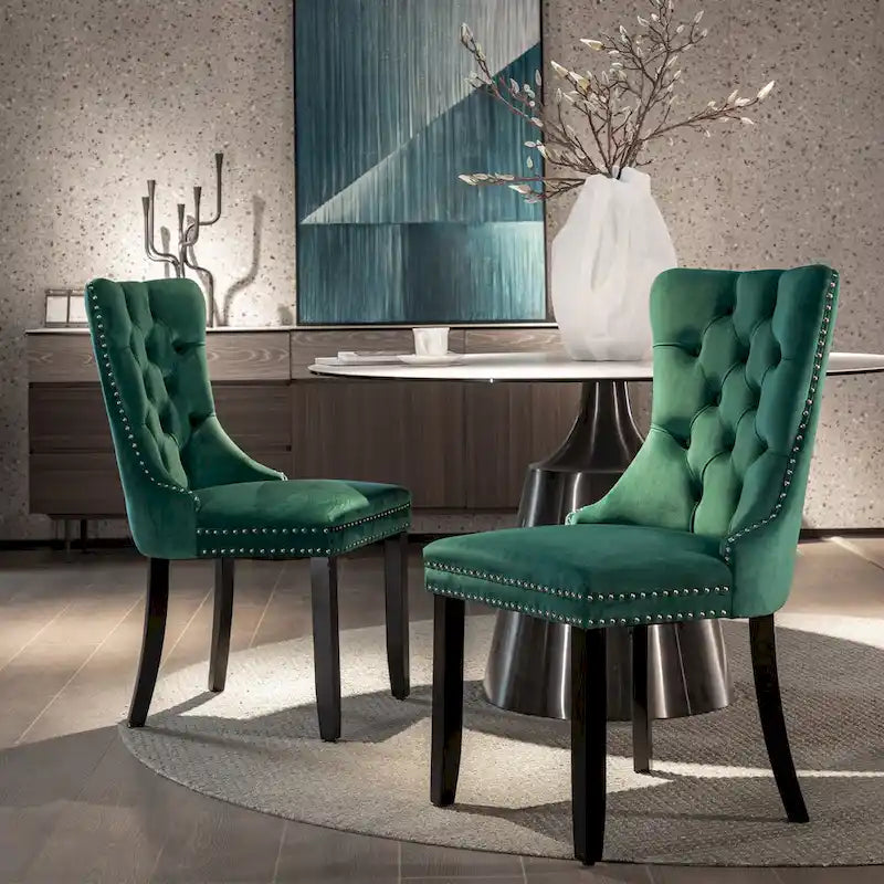 Lot de 2 chaises de salle à manger tapissées de velours