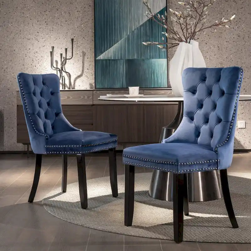 Lot de 2 chaises de salle à manger tapissées de velours