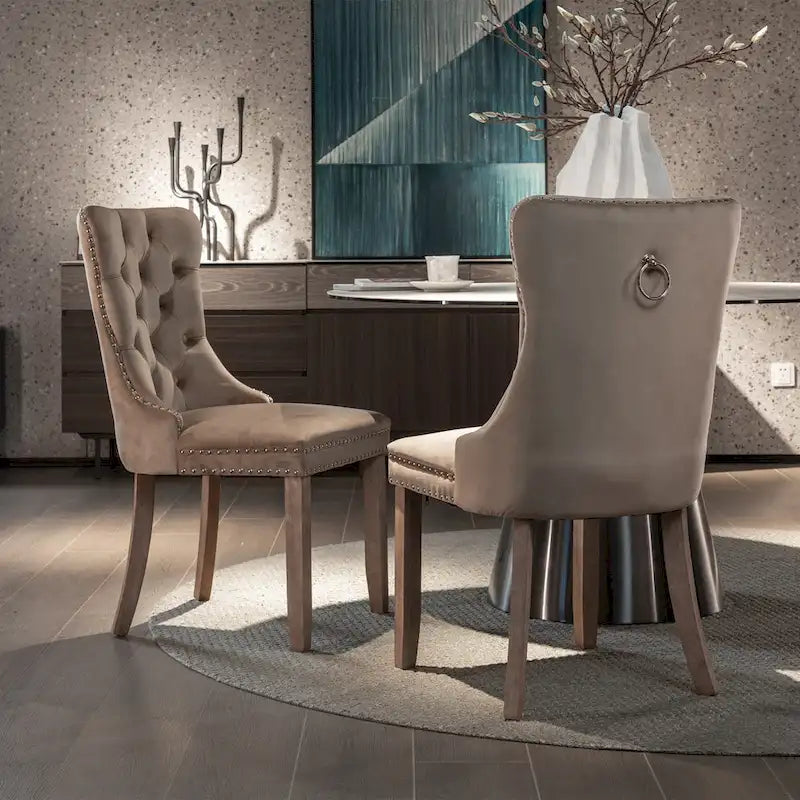 Lot de 2 chaises de salle à manger tapissées de velours