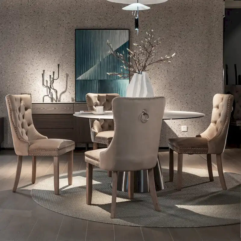 Lot de 2 chaises de salle à manger tapissées de velours