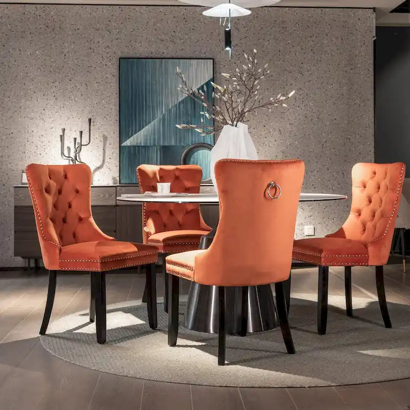 Lot de 2 chaises de salle à manger tapissées de velours