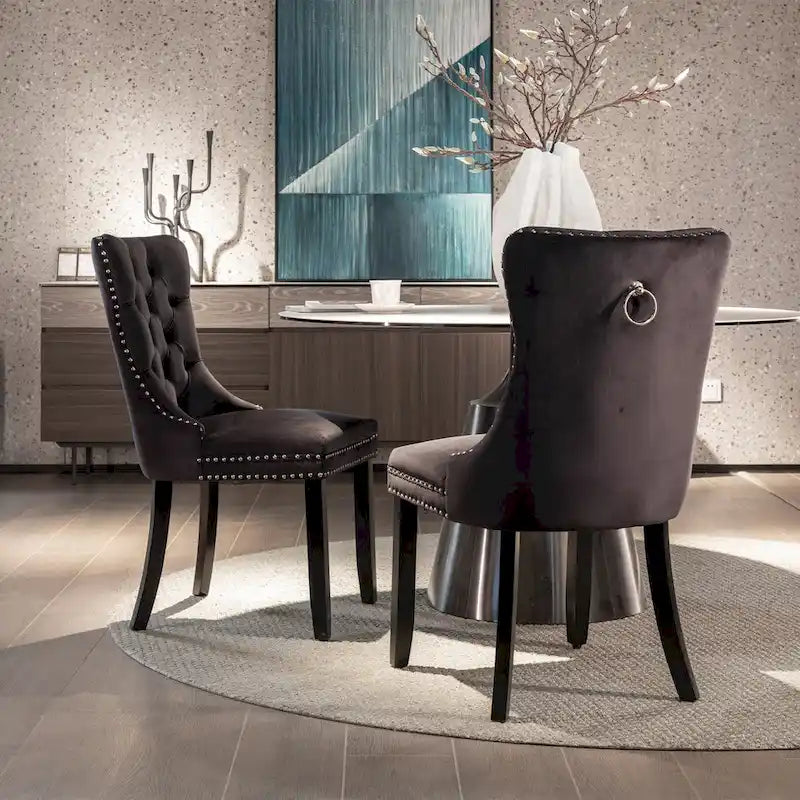 Lot de 2 chaises de salle à manger tapissées de velours
