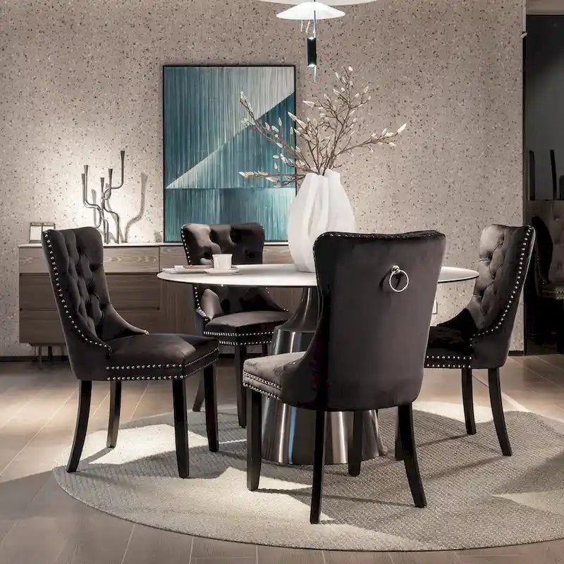 Lot de 2 chaises de salle à manger tapissées de velours