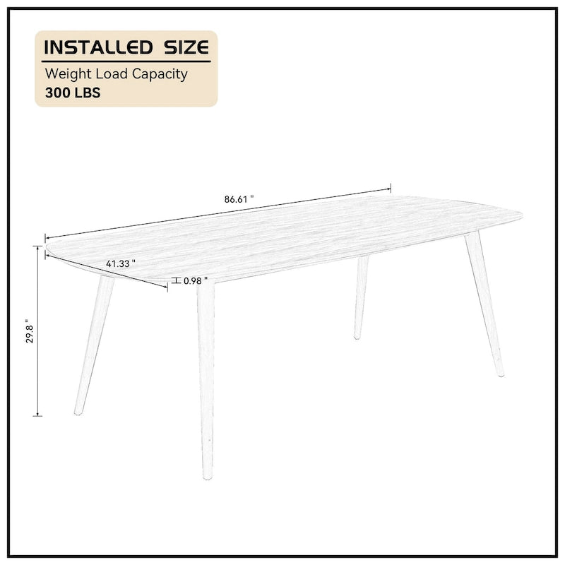 Table à manger rectangulaire style ferme moderne pour 4 à 8 personnes
