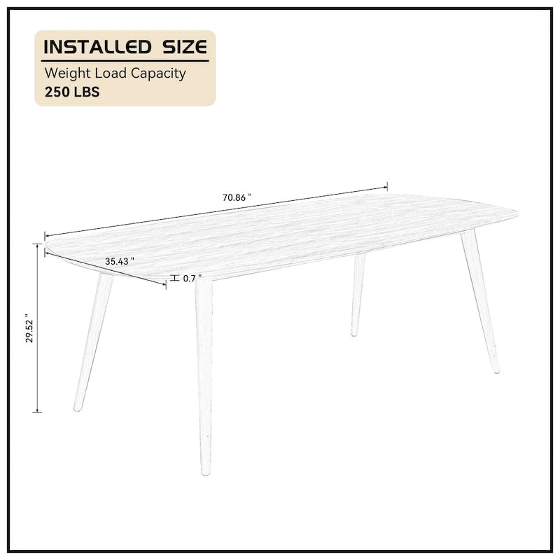 Table à manger rectangulaire style ferme moderne pour 4 à 8 personnes