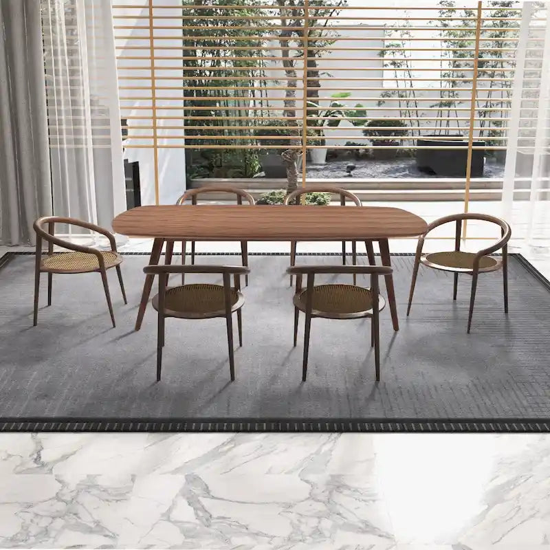 Table à manger rectangulaire style ferme moderne pour 4 à 8 personnes