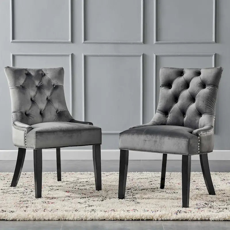 Chaises de salle à manger latérales en velours Silver Orchid (lot de 2)