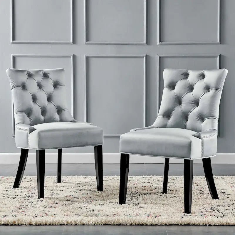 Chaises de salle à manger latérales en velours Silver Orchid (lot de 2)
