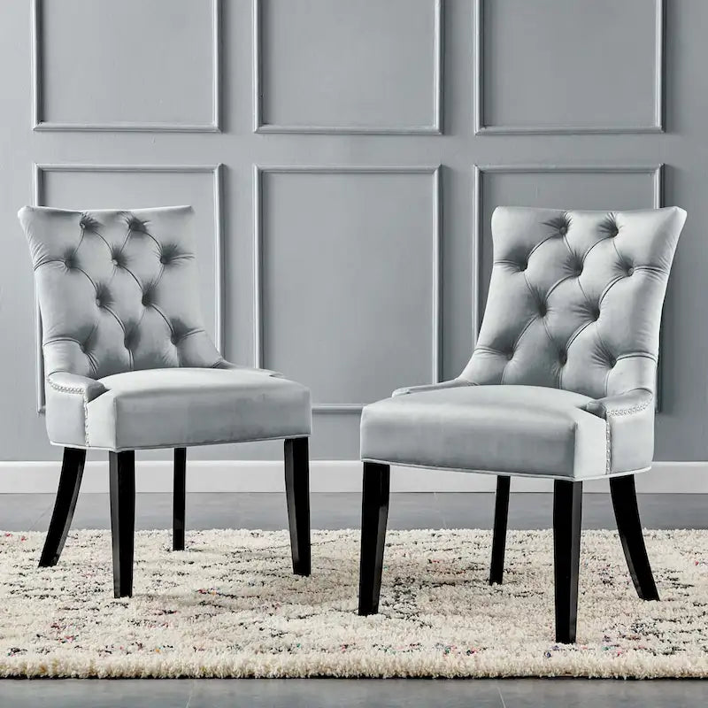 Chaises de salle à manger latérales en velours Silver Orchid (lot de 2)