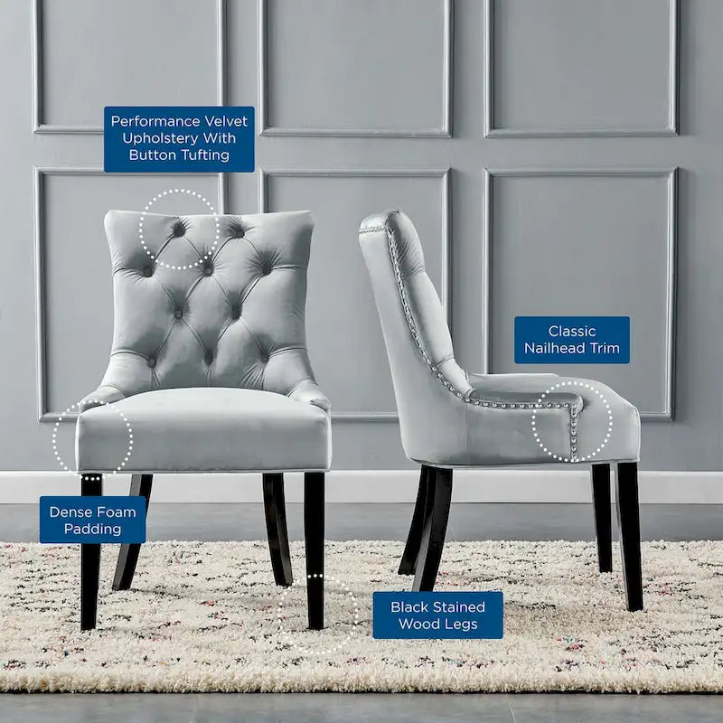 Chaises de salle à manger latérales en velours Silver Orchid (lot de 2)