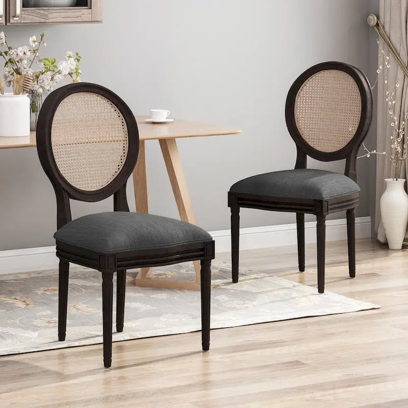 Chaises de salle à manger en bois avec coussins (Lot de 2)