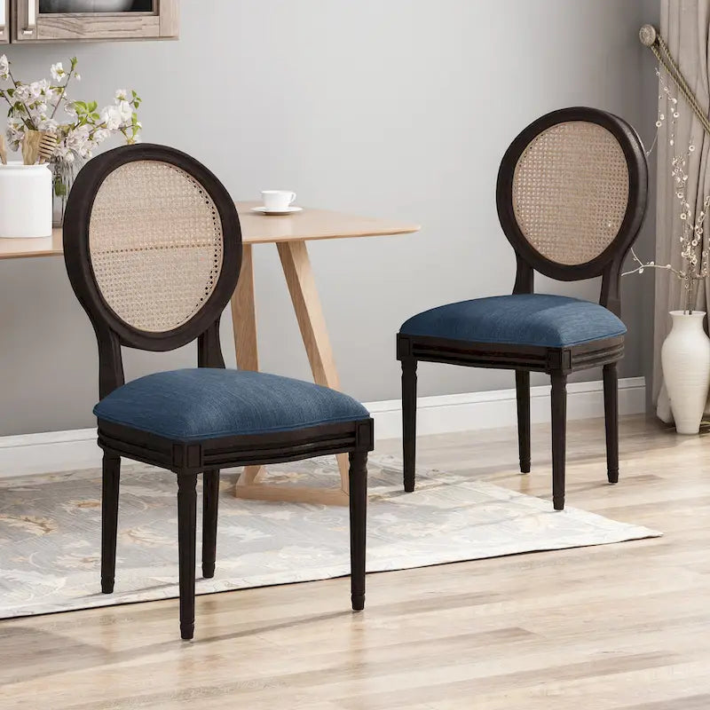 Chaises de salle à manger en bois avec coussins (Lot de 2)