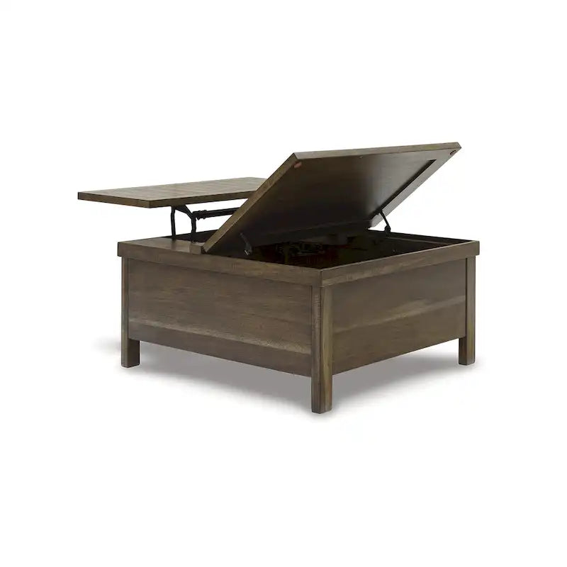 Table basse relevable marron – 91,4 cm L x 91,4 cm P x 45,7 cm H