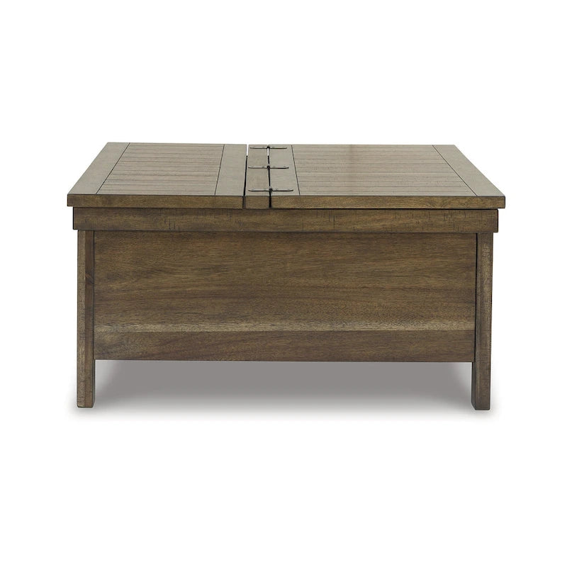 Table basse relevable marron – 91,4 cm L x 91,4 cm P x 45,7 cm H