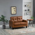 HOMCOM 51 Wide Double Sofa with Armrest, 2-Seater Tufted PU Leather and Pocket Spring Sponge Padded Cushion, Brown
