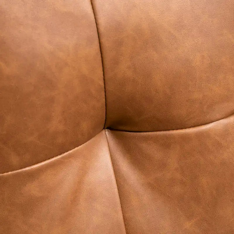 Canapé double large de 51 po avec accoudoir, 2 places, en similicuir capitonné, coussin rembourré en mousse à ressorts ensachés, marron