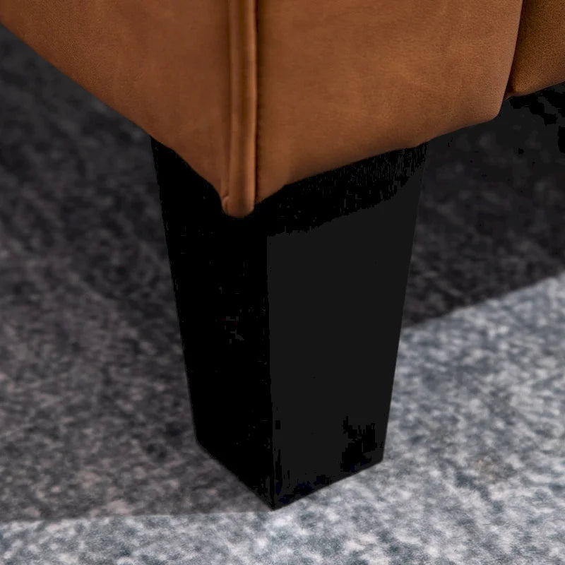 Canapé double large de 51 po avec accoudoir, 2 places, en similicuir capitonné, coussin rembourré en mousse à ressorts ensachés, marron